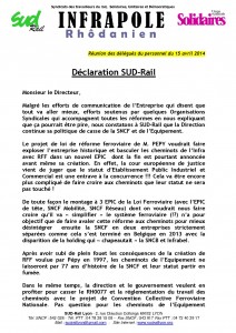 (Déclaration SUD-Rail DP 15-04-2014)