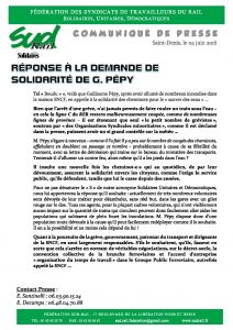 Federation SUD-Rail - COM de PRESSE - Pepy et les inondations - 04.06.2016