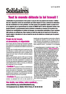 SOLIDAIRES 31.05.2016 - Tout le monde déteste la loi travail